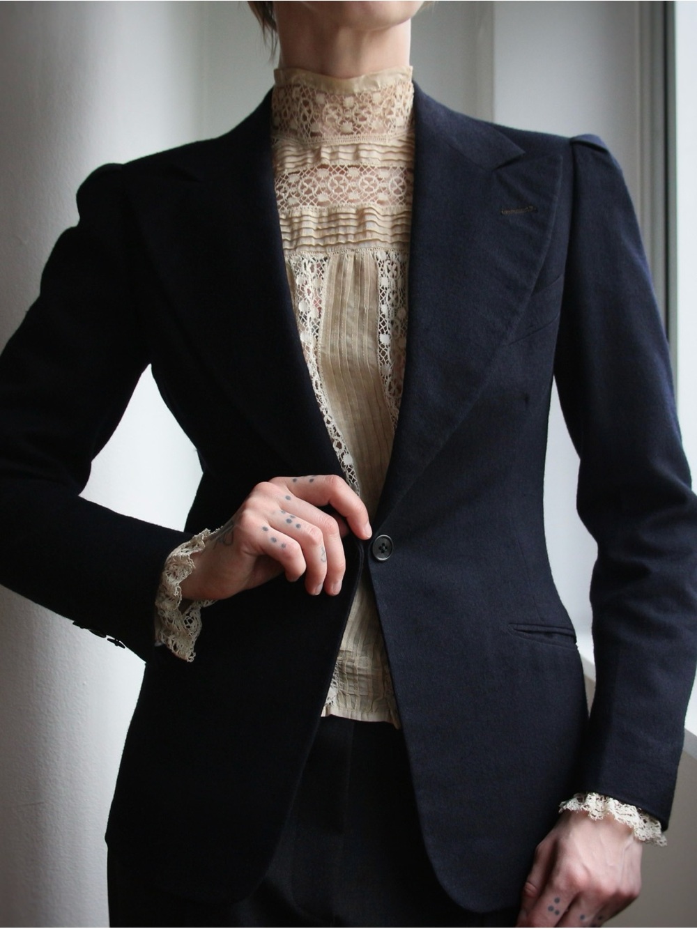 1930's Indigo Wool Tailored Blazer Jacket - Picture 6 of 8